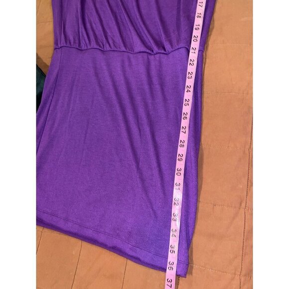 Alice + Olivia Purple Draped Cowl Neck Tunic Dress Rayon Blend Womens Small - Picture 5 of 7